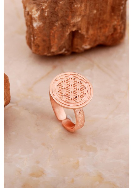 Yaşam Çiçeği Elişi Rose Gümüş Yüzük 3767