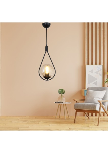 Yıldız Home Damla Uyum Tekli Siyah Bal Cam Avize