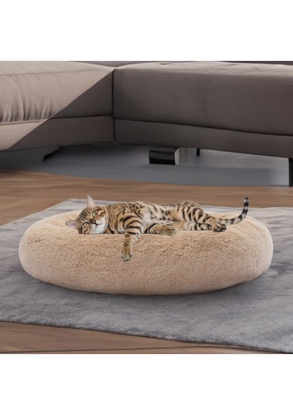Peluş Kedi ve Köpek Yatağı Krem Renkte, Ekonomik Kedi Yatağı