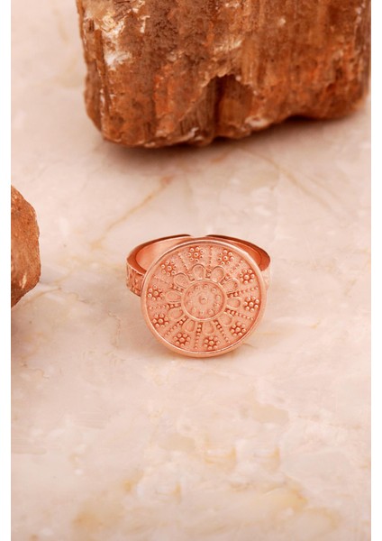 Anadolu Motifli Elişi Rose Gümüş Yüzük 3768 modelleri