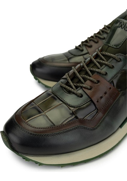 Erkek Deri Yeşil Kroko Sneakers & Spor Ayakkabı 383 6106 Erk Ayk SK24-25 Yesıl Kroko modelleri