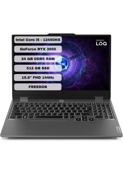Loq 15IAX9 83GS0099TR I5-12450HX 24 GB 512 GB SSD RTX3050 15.6" Full Hd
