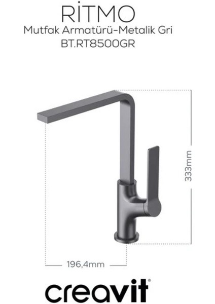 Ritmo Mutfak Armatürü - Metalik Gri fiyatları
