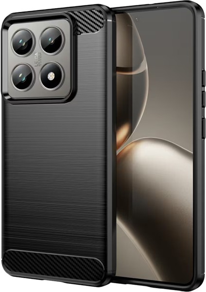 Xiaomi Mi 15 Pro ile Uyumlu Brushed Carbon Fiber Silikon Kılıf - Siyah AL3332