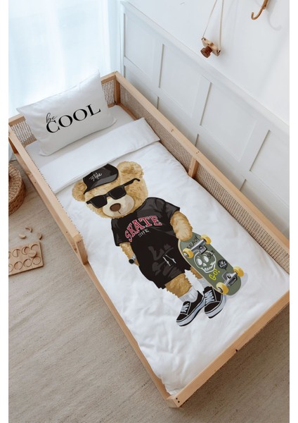 Montessori Nevresim Takımı (100 x 200) - Pure Baby Serisi - Kaykaylı Ayıcık