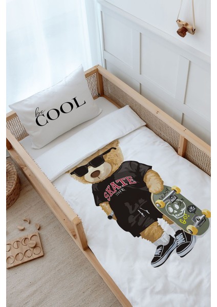 Montessori Nevresim Takımı (100 x 200) - Pure Baby Serisi - Kaykaylı Ayıcık modelleri