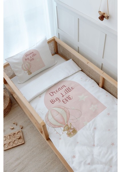Montessori Nevresim Takımı (100 x 200) - For Baby Serisi - Pembe Balonda Ayı modelleri
