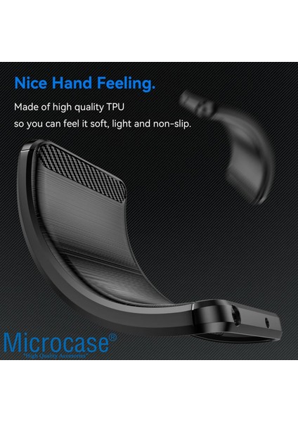 Xiaomi Mi 15 ile Uyumlu Brushed Carbon Fiber Silikon Kılıf - Siyah AL3332 modelleri