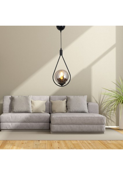 Yıldız Home Damla Uyum Siyah-Füme Camlı Avize