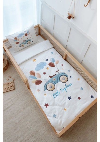 Montessori Nevresim Takımı (100 x 200) - For Baby Serisi - Balonlu Araba