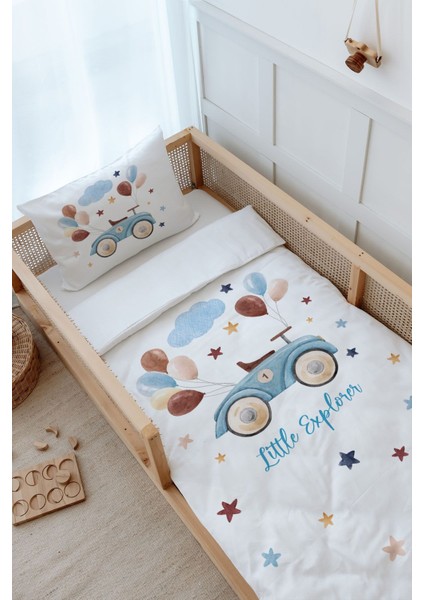 Montessori Nevresim Takımı (100 x 200) - For Baby Serisi - Balonlu Araba modelleri