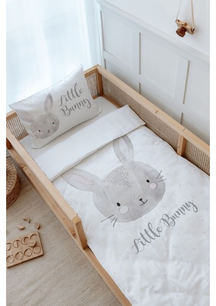 Montessori Nevresim Takımı (100 x 200) - For Baby Serisi - Karakalem Tavşan modelleri