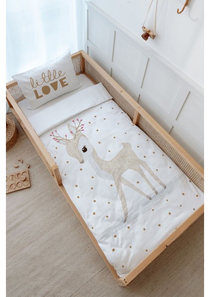 Montessori Nevresim Takımı (100 x 200) - Iconic Serisi - Çiçek Boynuzlu Geyik