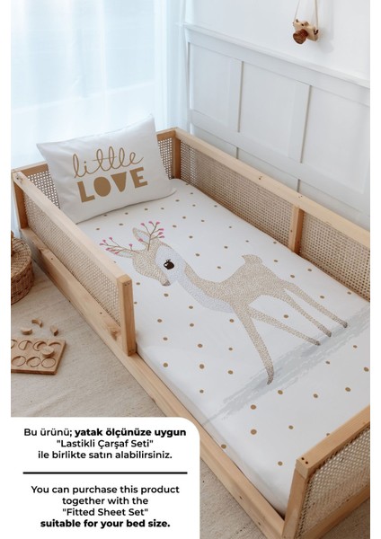 Montessori Nevresim Takımı (100 x 200) - Iconic Serisi - Çiçek Boynuzlu Geyik fırsatları