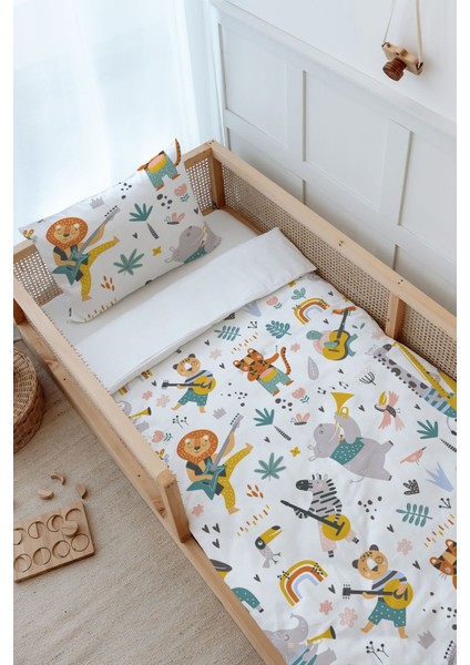 Montessori Nevresim Takımı (100 x 200) - Iconic Serisi - Hayvanlı Müzik Grubu modelleri