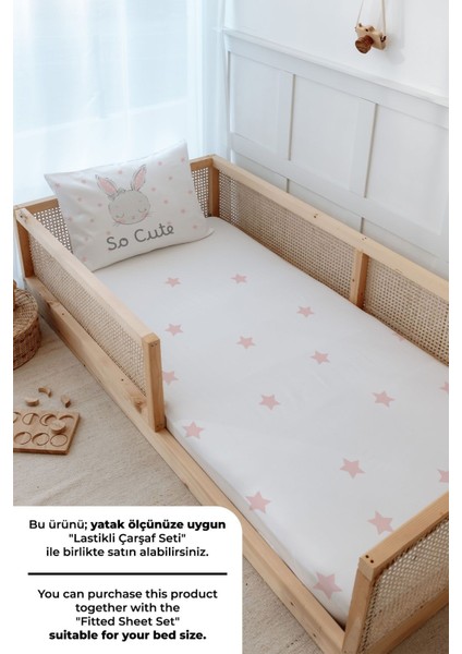 Montessori Nevresim Takımı (100 x 200) - For Baby Serisi - Pembe Kulaklı Tavşan fırsatları