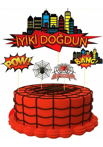 Spider Man Temalı Pasta Kürdanı