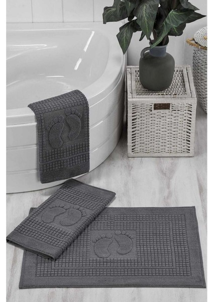 3 Lü Banyo Ayak Havlusu &AMP;#37;100 Pamuklu 50 x 70 cm Antrasit