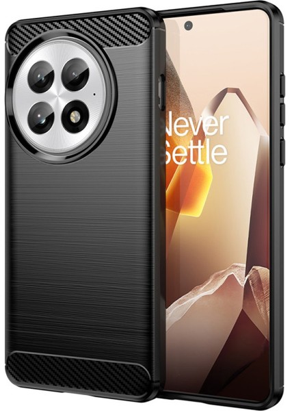 Oneplus 13 ile Uyumlu Brushed Carbon Fiber Silikon Kılıf - Siyah AL3332