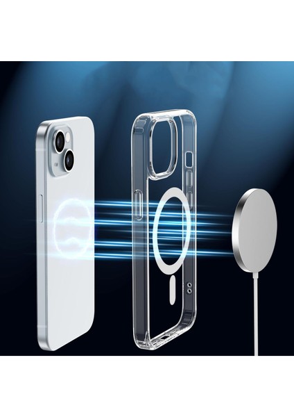 (Magsafe Kılıf ) Iphone 15 Uyumlu Magsafe Wireless Şeffaf Silikon Kılıf
