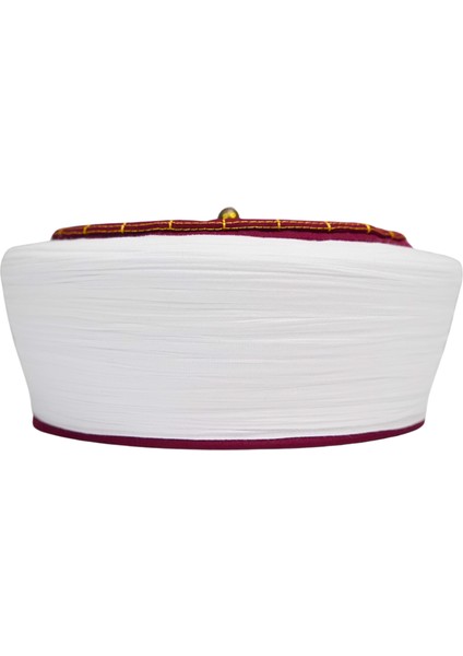 Imam Sarığı-Beyaz Kumaş-Bordo Takke-Düz Sarım-Kuş Gözlü-7 Metre fiyatları