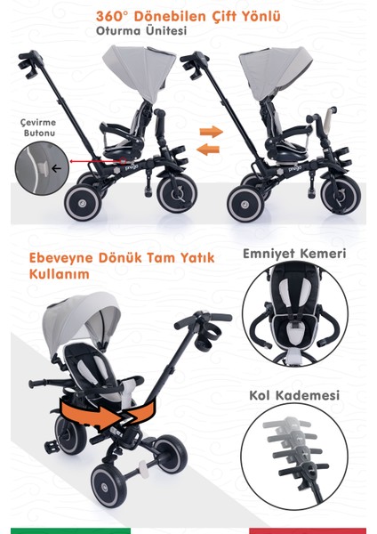 Happy Dino Plus 360° Dönebilen Koltuklu Tamamen Katlanabilir Çocuk Bisikleti