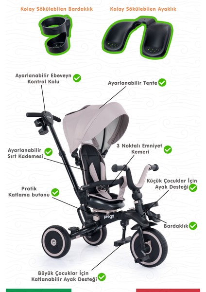 Happy Dino Plus 360° Dönebilen Koltuklu Tamamen Katlanabilir Çocuk Bisikleti