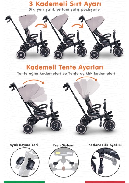 Happy Dino Plus 360° Dönebilen Koltuklu Tamamen Katlanabilir Çocuk Bisikleti
