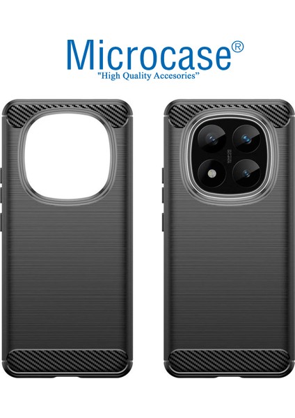 Xiaomi Redmi Note 14 Pro Plus 5g ile Uyumlu Brushed Carbon Fiber Silikon Kılıf - Siyah AL3332