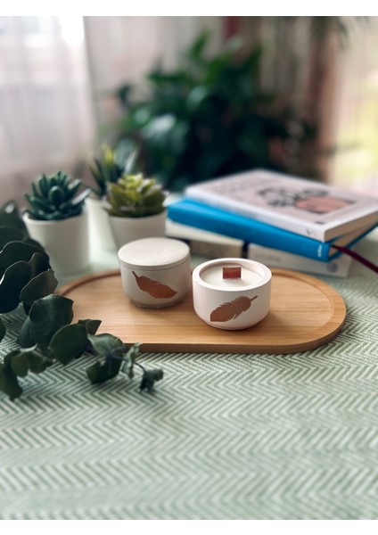 - 2'li Beton TeaLight Mum - Kapaklı beton saksı - Tilayt Soya Wax - Dekoratif Vegan Mum