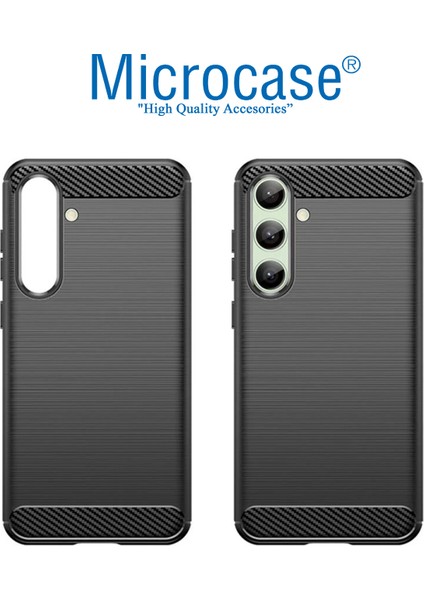 Samsung Galaxy S24 Fe ile Uyumlu Brushed Carbon Fiber Silikon Kılıf - Siyah AL3332 fiyatları