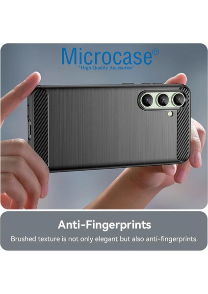 Samsung Galaxy S24 Fe ile Uyumlu Brushed Carbon Fiber Silikon Kılıf - Siyah AL3332 modelleri