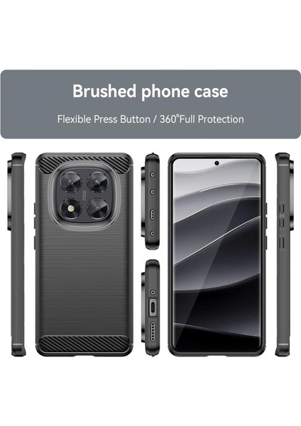 Xiaomi Redmi Note 14 Pro 5g ile Uyumlu Brushed Carbon Fiber Silikon Kılıf - Siyah AL3332 modelleri