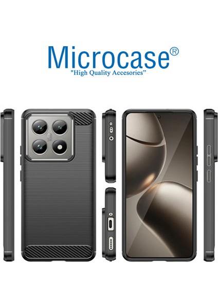 Xiaomi 14T ile Uyumlu Brushed Carbon Fiber Silikon Kılıf - Siyah AL3332 modelleri