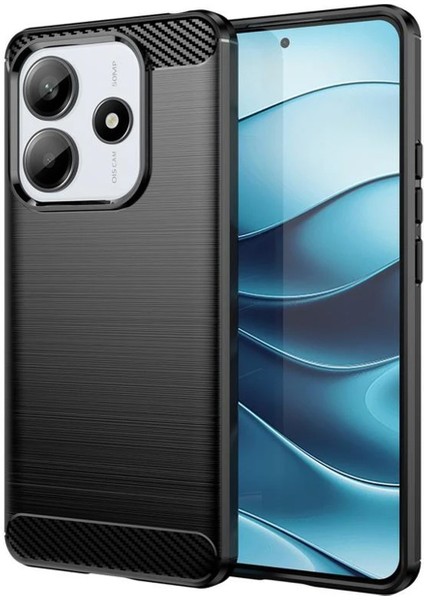 Xiaomi Redmi Note 14 5g ile Uyumlu Brushed Carbon Fiber Silikon Kılıf - Siyah AL3332