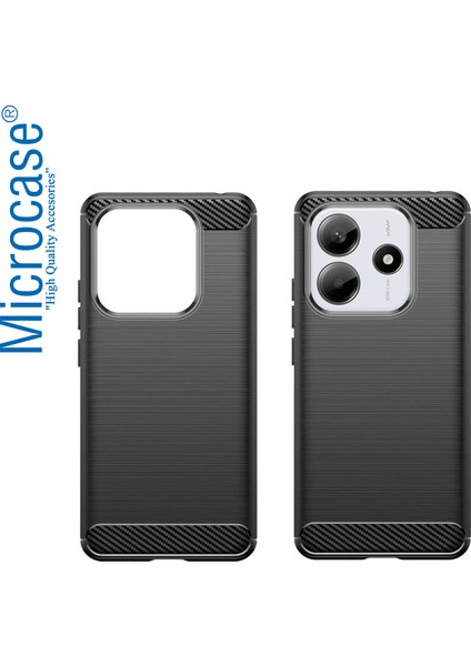 Xiaomi Redmi Note 14 5g ile Uyumlu Brushed Carbon Fiber Silikon Kılıf - Siyah AL3332