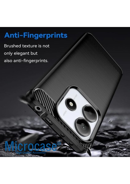 Xiaomi Redmi Note 14 5g ile Uyumlu Brushed Carbon Fiber Silikon Kılıf - Siyah AL3332