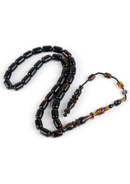 Kaplumbağa Kabuğu (Bağa) Kapsül Kesim 7X11MM Tesbih - Siyah