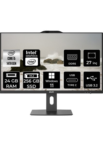 Msı Pro AP272P Intel Core I5 14400 24GB 256GB SSD 27" Fhd Windows 11 Home All In One Bilgisayar & Per4 USB Bellek 14M695EUP311