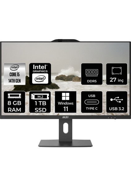 Msı Pro AP272P Intel Core I5 14400 8gb 1tb SSD 27" Fhd Windows 11 Home All In One Bilgisayar & Per4 USB Bellek 14M695EUP303