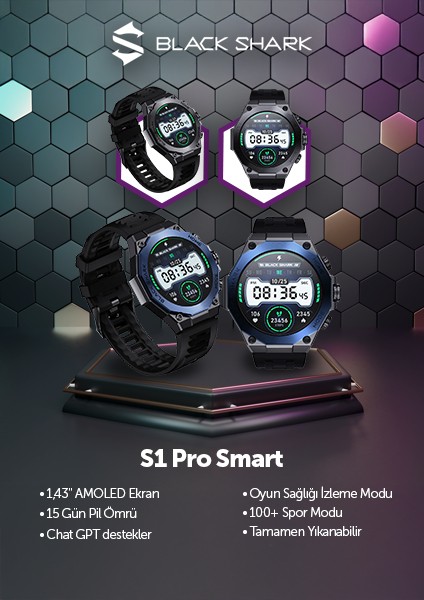 S1 Pro Akıllı Saat Black (Black Shark Türkiye Garantili) indirimleri