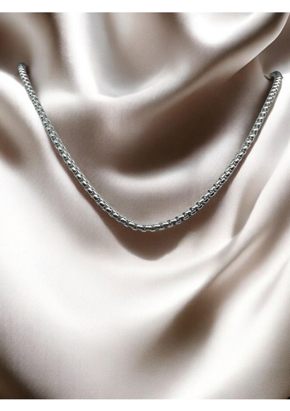Unisex Paslanmaz Çelik Kutu Zincir Kolye – Gümüş Renk, Günlük Kullanım Için Ideal