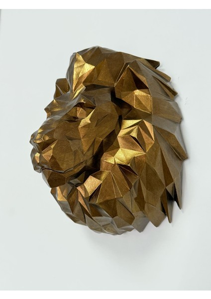 Mikkardesign Oksit Gold Polyester Modern Kübik Aslan Duvar Dekor