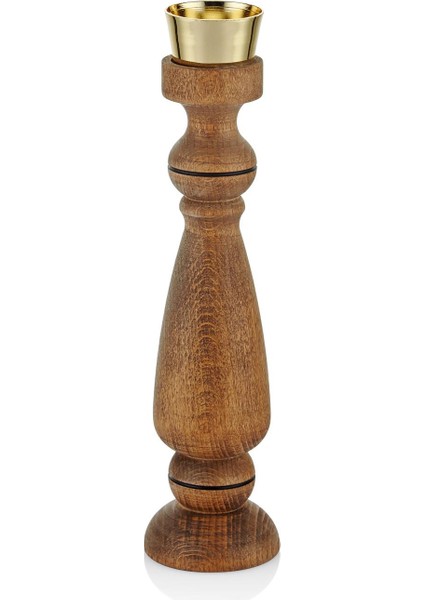 Seta Ahşap Kıvrımlı Mumluk 7*7*27 cm