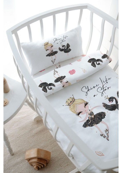 Park Yatak Nevresim Takımı (80 x 120) - For Baby Serisi - Siyah Tütülü Balerin ve Kuğu