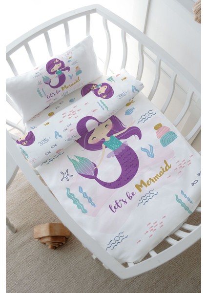 Park Yatak Nevresim Takımı (80 x 120) - For Baby Serisi - Mor Deniz Kızı