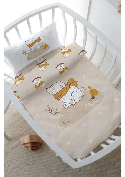 Park Yatak Nevresim Takımı (80 x 120) - For Baby Serisi - Kahverengi Atkılı Ayı