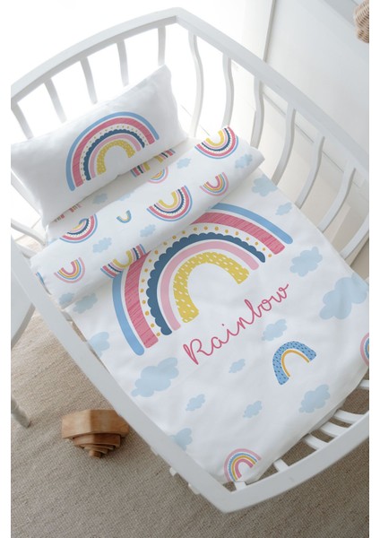Park Yatak Nevresim Takımı (80 x 120) - For Baby Serisi - Pembe Gökkuşağı