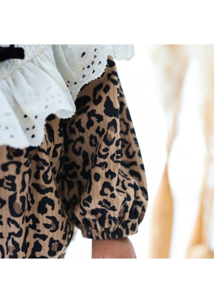 Stella Leopar Romper Tulum Bayramlık Özel Gün Kadife fırsatları