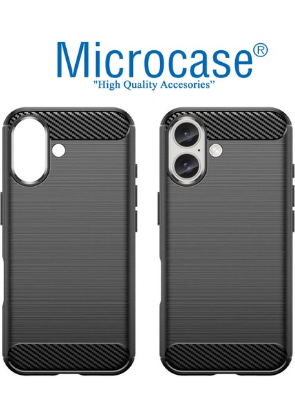 Apple iPhone 16 ile Uyumlu Brushed Carbon Fiber Silikon Kılıf - Siyah AL3332 fiyatları